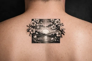 Cherry blossoms at sunset tattoo idea