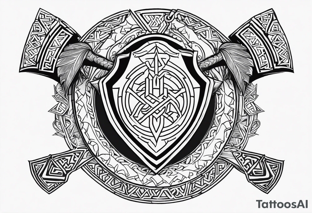 Valhalla sword shield dragon axe Valknut helm of awe tattoo idea Valhalla sword shield dragon axe Valknut helm of awe tattoo idea