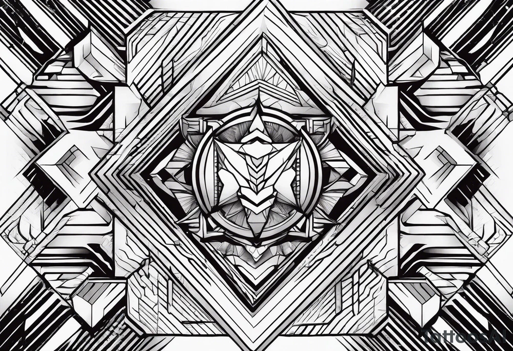 illustration for modern Geometric Shaped Tattoo signifying Strenth, Determination, Will Power and Courage tattoo idea