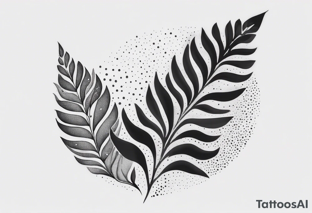 Create a delicate tattoo with beautiful flowing and delicate leaves in fineline minimalistic style tattoo idea