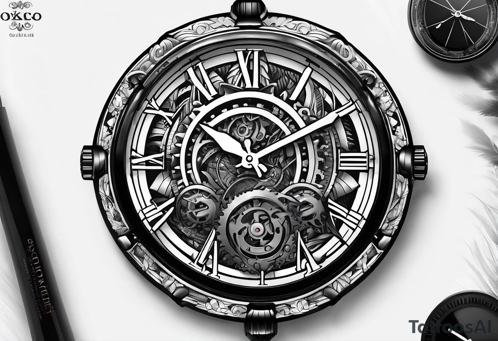 A mechanical watch face tattoo idea