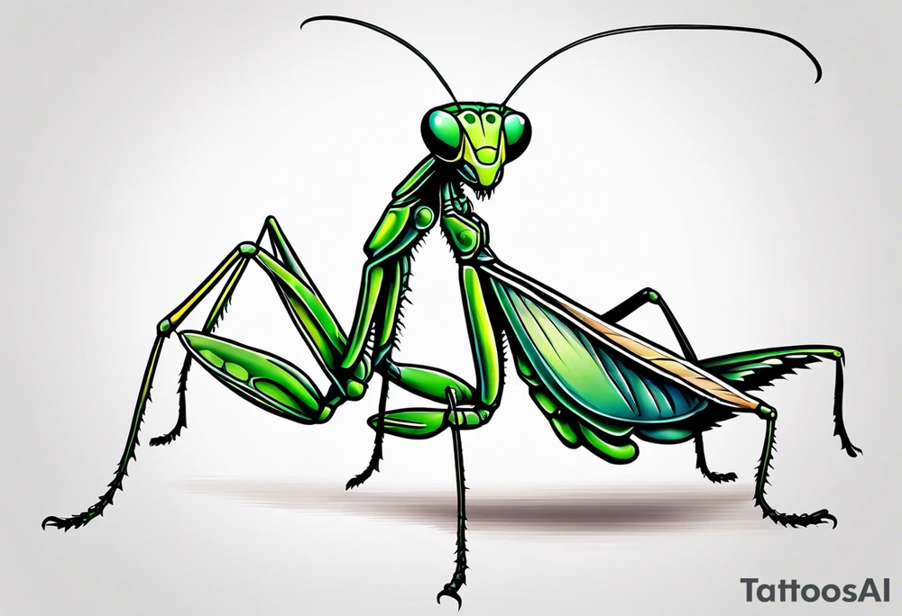 Praying mantis giving a cricket a hug tattoo idea