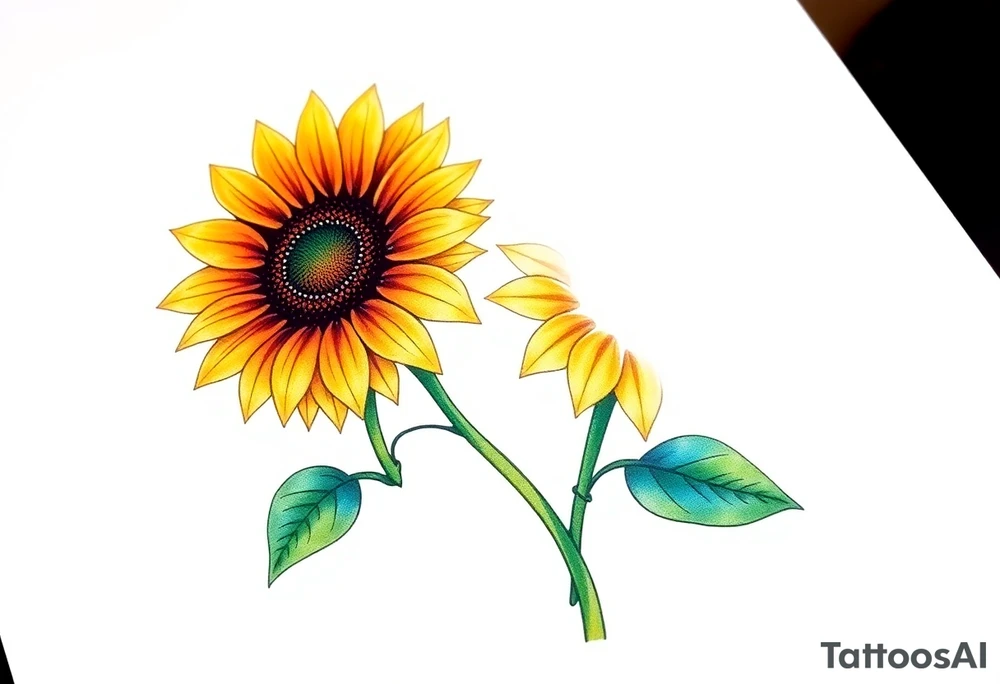 Sunflower with stem tattoo idea