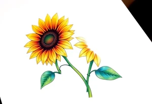 Sunflower with stem tattoo idea