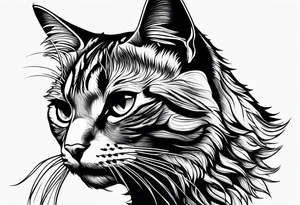 left side profile of a cat face tattoo idea