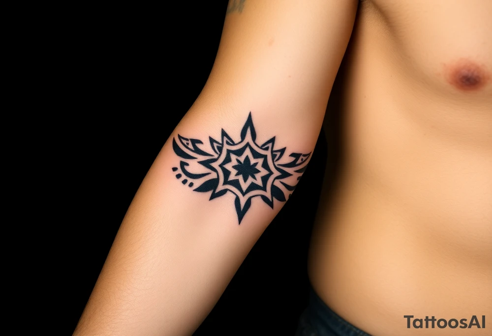 arawak indo tribe tribal half arm sleeve tattoo idea