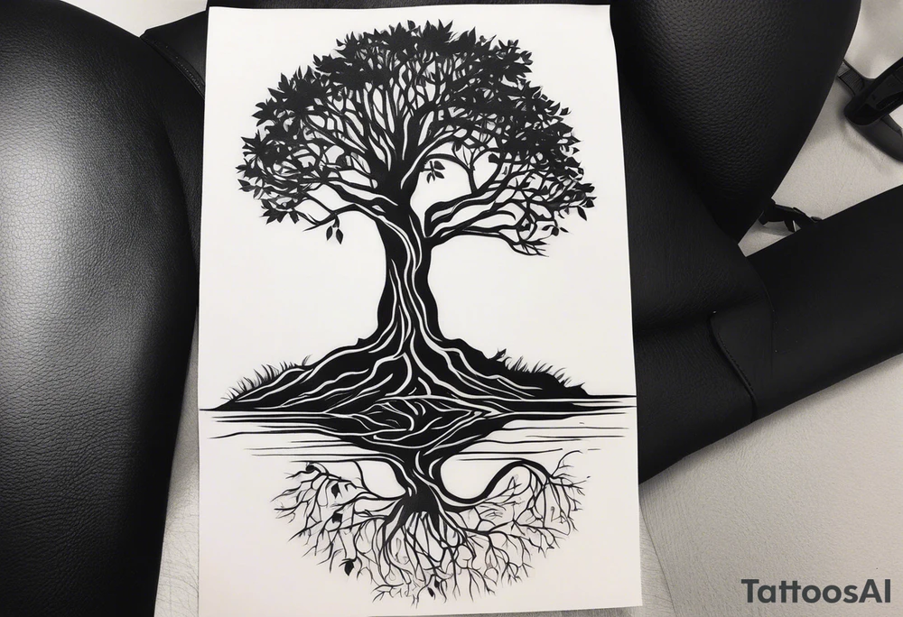 A Tattoo of a tree. Tree roots starting from my toes and growing upwards onto my leg into a tree.size of tattoo should not go above my knee tattoo idea