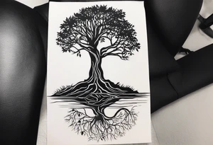A Tattoo of a tree. Tree roots starting from my toes and growing upwards onto my leg into a tree.size of tattoo should not go above my knee tattoo idea