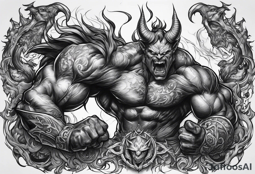 Fighting demons with light tattoo idea