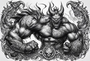 Fighting demons with light tattoo idea