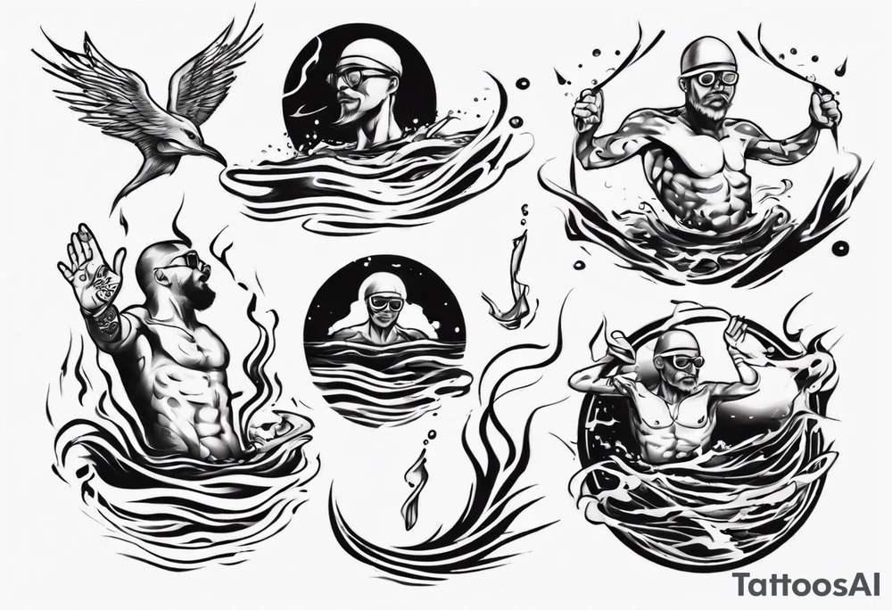 man swimming, no details tattoo idea