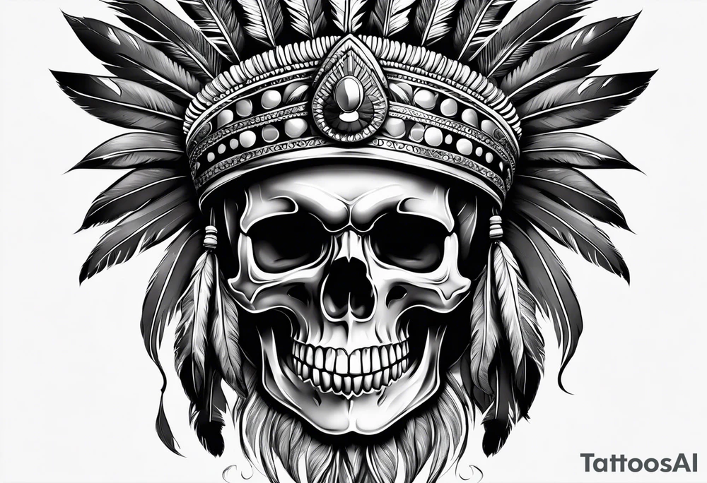 Skull with indian hat tattoo idea