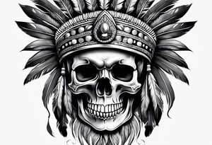 Skull with indian hat tattoo idea
