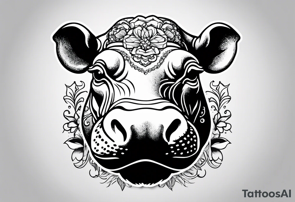 Baby hippo with a stern face tattoo idea