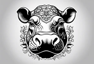 Baby hippo with a stern face tattoo idea
