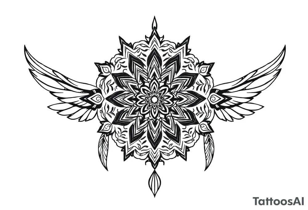spiritual feathers ornamental mandala indian shaman rune tattoo idea