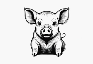 cute pig or piglet.
with text: "friends not food" 
very thin lines tattoo idea