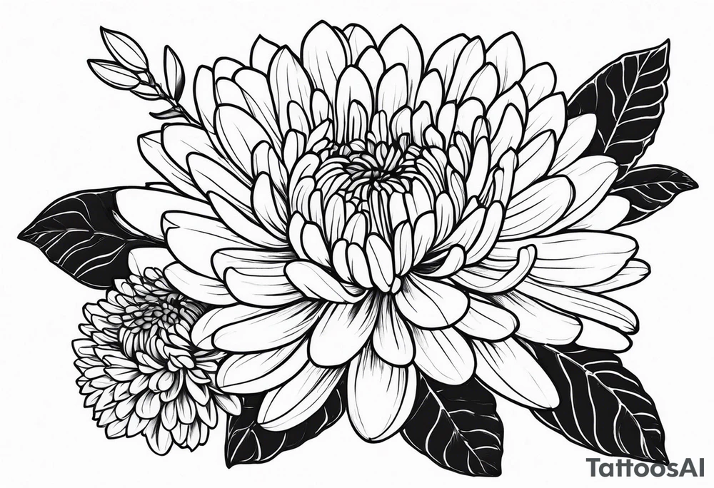 Chrysanthemum with complimentary flowers tattoo idea