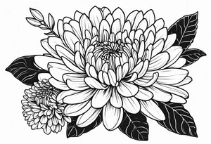 Chrysanthemum with complimentary flowers tattoo idea