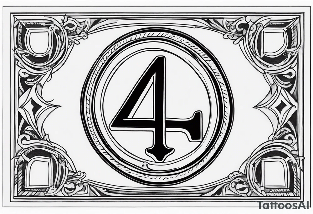 number 4 in a card tattoo idea