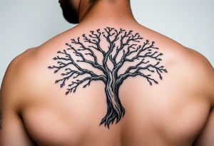 a semi realistic tree of life on sleeve tattoo idea