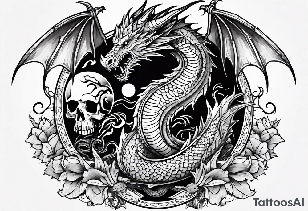 show me a tattoo design on back
where there is a sword and a dragon wrapped around it tattoo idea