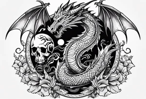 show me a tattoo design on back 
 where there is a sword and a dragon wrapped around it tattoo idea