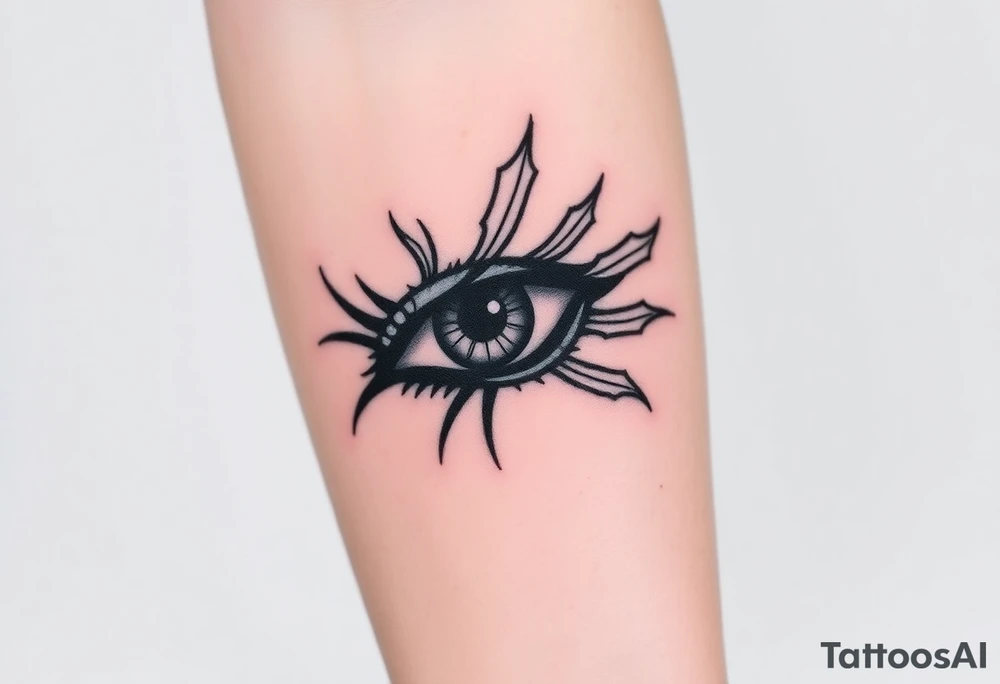 The eye and face of eren jaeger from shingeki no kyojin with titan marks after transforming tattoo idea