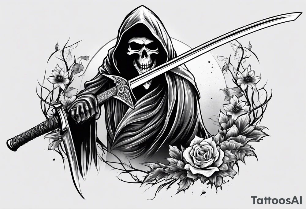 grim reaper with katana tattoo idea