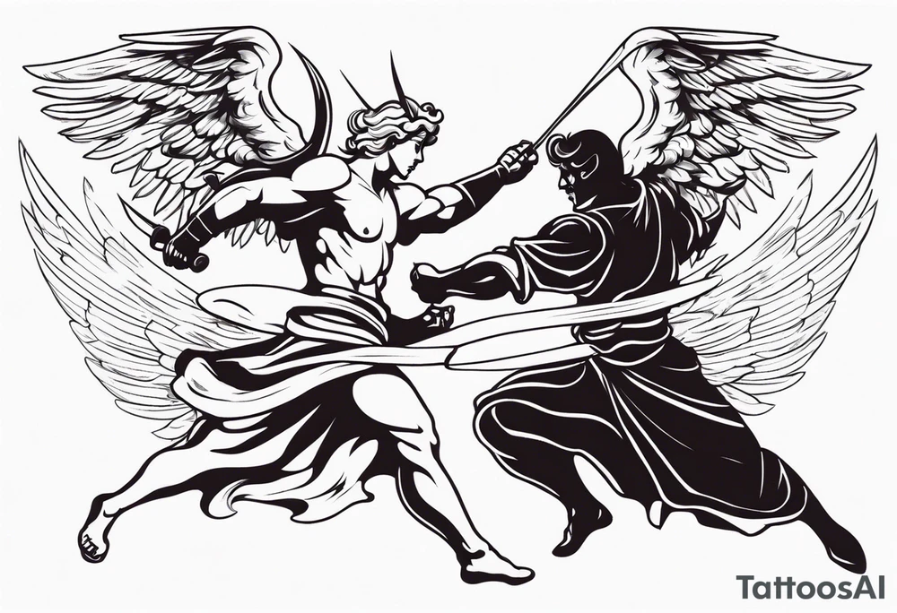 angel fighting a demon tattoo idea