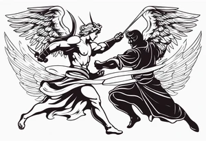 angel fighting a demon tattoo idea
