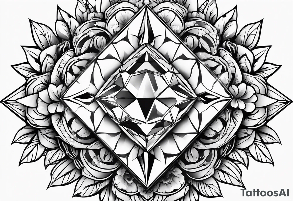 Big diamonds and flowers more diamonds tattoo idea