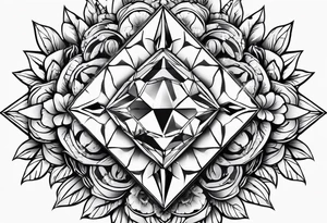 Big diamonds and flowers more diamonds tattoo idea