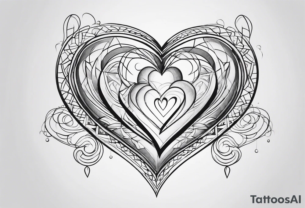 6 connecting hearts tattoo idea