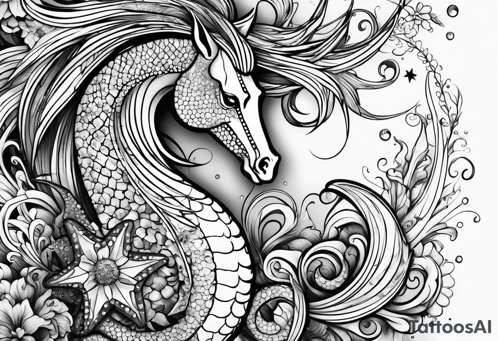 Star fish and sea horse tattoo idea