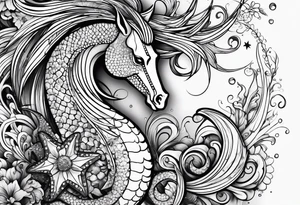 Star fish and sea horse tattoo idea
