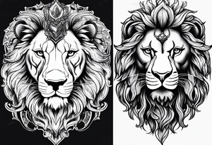 Lion and 3 aries tattoo idea