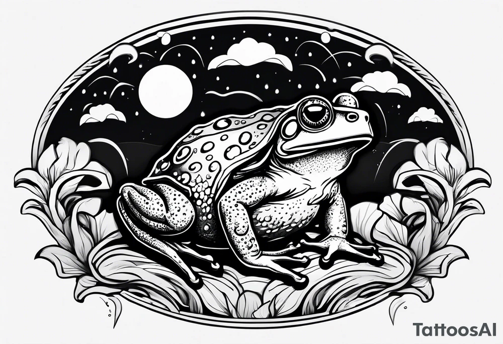 A toad in a thunderstorm tattoo idea