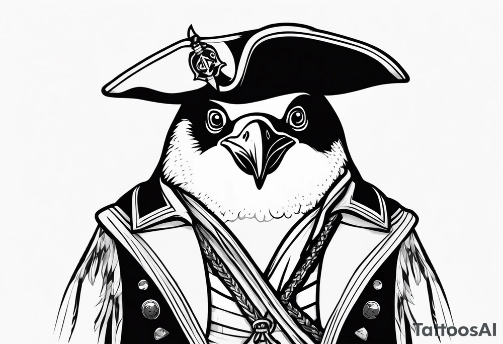 penguin dressed as a pirate tattoo idea