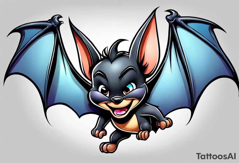 cartoon bat in style of disney, tattoo idea