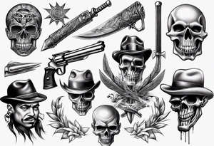 photorealistic chicano
weapons and gangsters tattoo idea