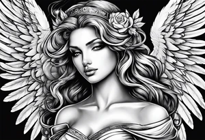 Angel with big boobs tattoo idea