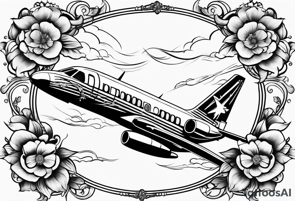 womens christian tattoo sleeve with flowers and a plane cross tattoo idea