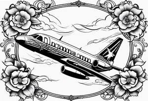 womens christian tattoo sleeve with flowers and a plane cross tattoo idea