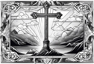 Lightning coming from cross tattoo idea