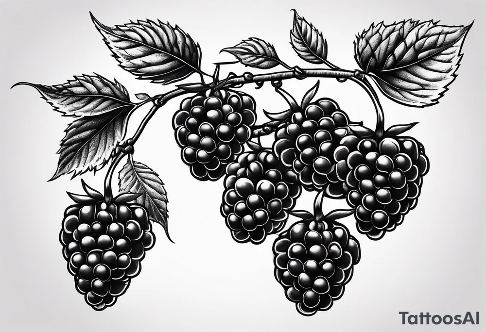 a long raspberry branch that is hanging upside down with small raspberries on it tattoo idea