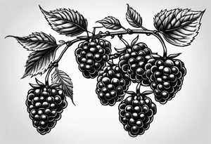 a long raspberry branch that is hanging upside down with small raspberries on it tattoo idea
