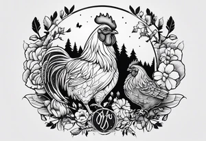 Chicken, bear, bug together as family tattoo idea