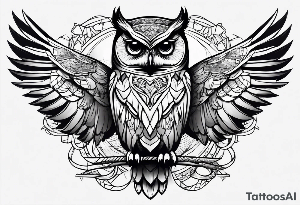 owl hunting snake tattoo idea