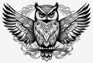 owl hunting snake tattoo idea